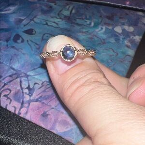 Kyanite Gemstone Sterling Silver Filigree Band Ring Size 10